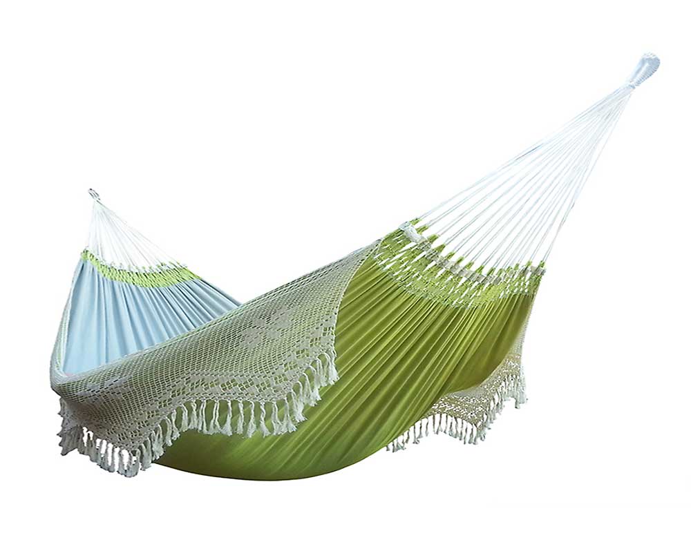 bord Onderdrukker Uiterlijk Hangmat Marés zacht groen met franjes | Rainbow Hangmatten